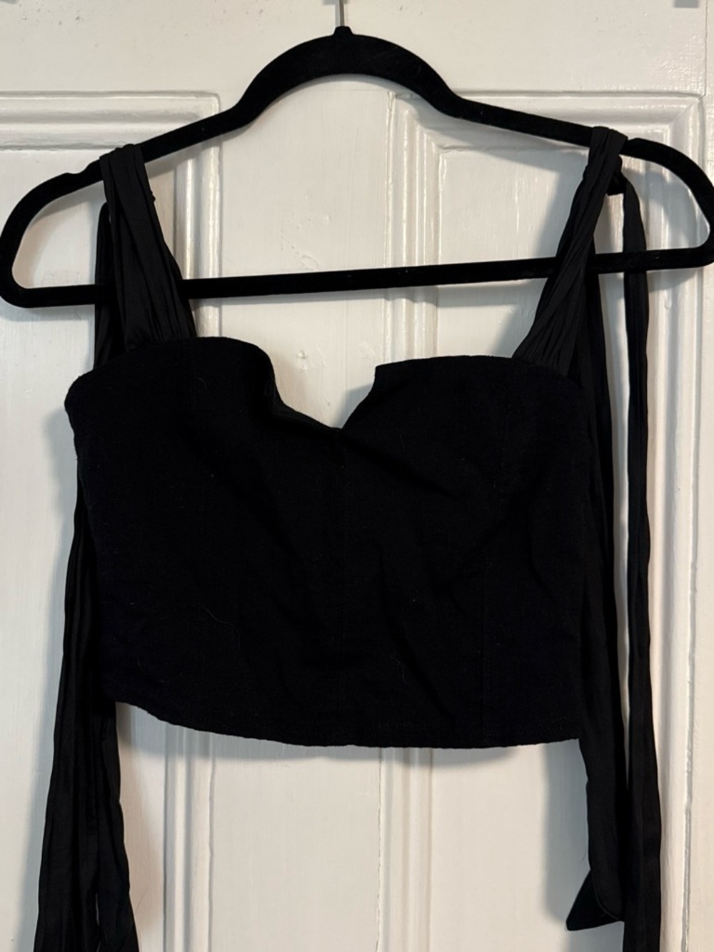 Black Cropped Tie-Strap Top